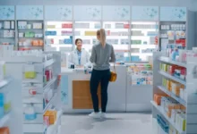 mujer en farmacia